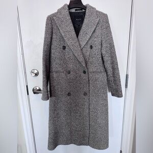 Massimo Dutti Charcoal Double-Breasted Trench Coat